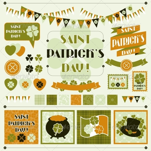 Collection design elements of Saint Patrick's Day. - Decorative Symbols Decorative