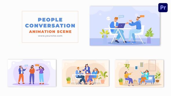Creative Flat Design Office Meeting Conversations Animation Scene