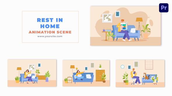 Comfortable Relaxation Flat Character Design Animation Scene