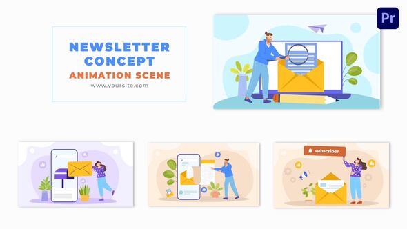 Email Marketing Newsletters Concept Vector Flat Art Animation Scene