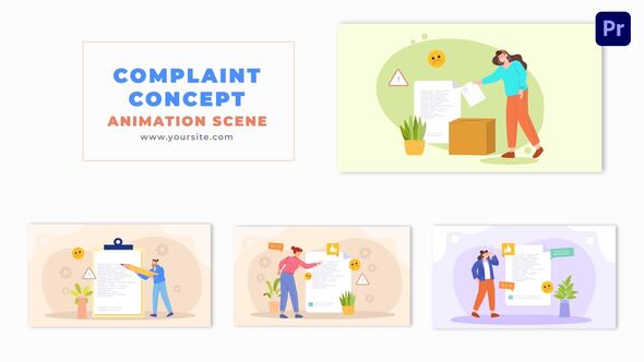 Flat 2D Character Complaint Letter Design Animation Scene