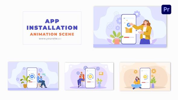 Step by Step App Installation 2D Graphic Design Character Animation