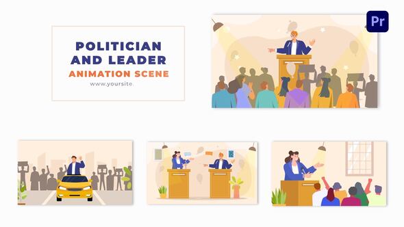 Political Leaders Flat Vector Character Art Animation Scene