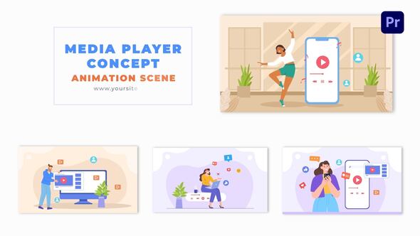 Flat Artwork Media Player Concept Animation Scene