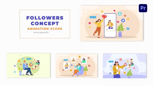 Social Media Followers Concept Creative Design Character Animation Scene