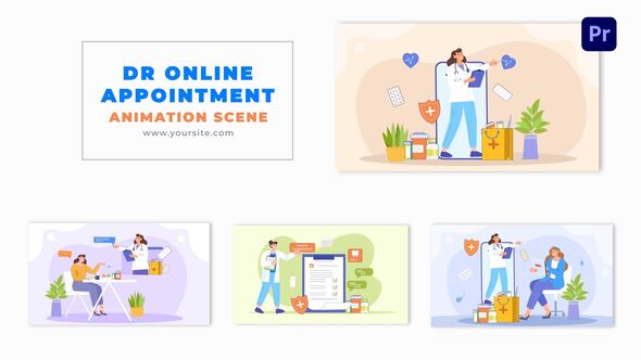 Online Doctor Appointment and Consultation Vector Animation Scene