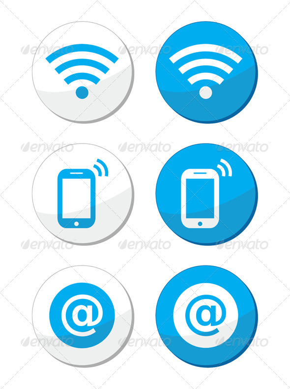 Wifi Network Internet Zone Blue Labels Set - Communications Technology