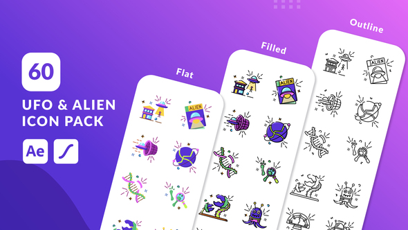 Ufo And Alien Icons Animated Icons | After Effects