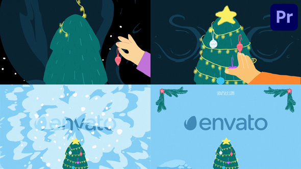 Christmas Tree Decoration Logo | Premiere Pro MOGRT