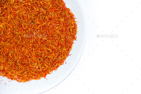 Exotic red hot spice, saffron for coloring food. background. isolated ...