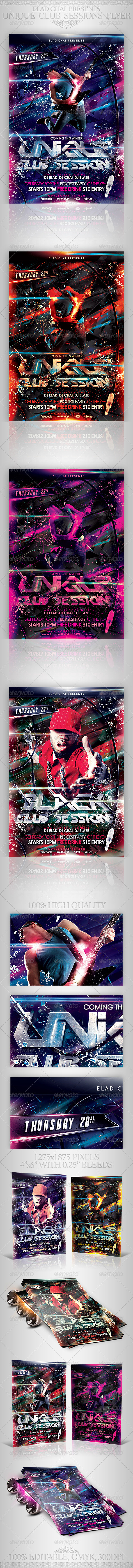 Unique Club Sessions Flyer Template - Clubs & Parties Events