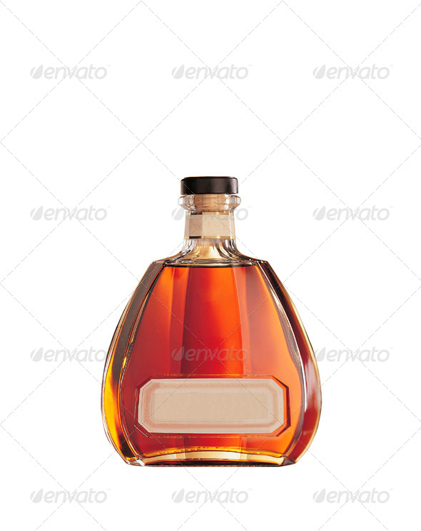 Bottle of cognac isolated - Stock Photo - Images