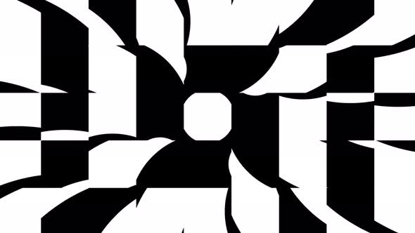 Abstract black and white animated tiles with curvy shapes alt