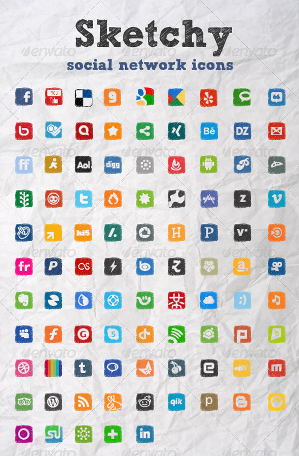 Sketchy Social Network Icons - Web Icons