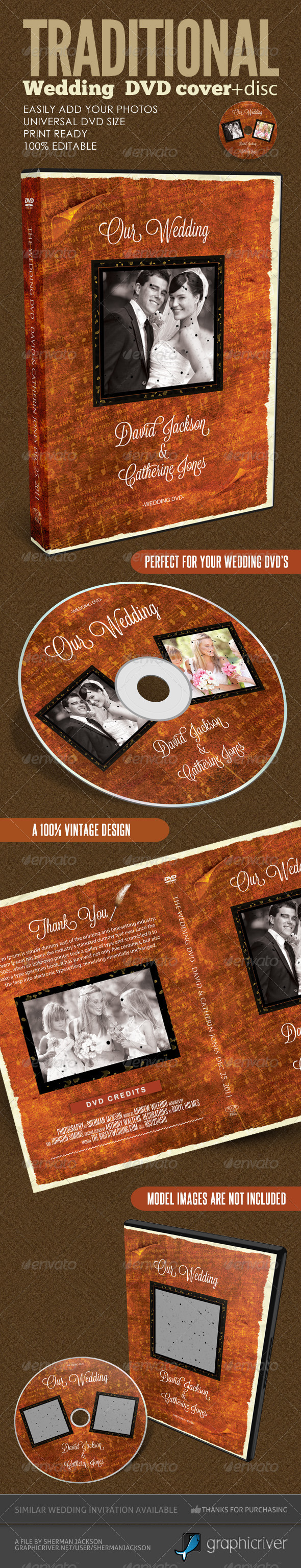 Vintage Wedding DVD Covers & Disc Label V.2 - CD & DVD Artwork Print Templates