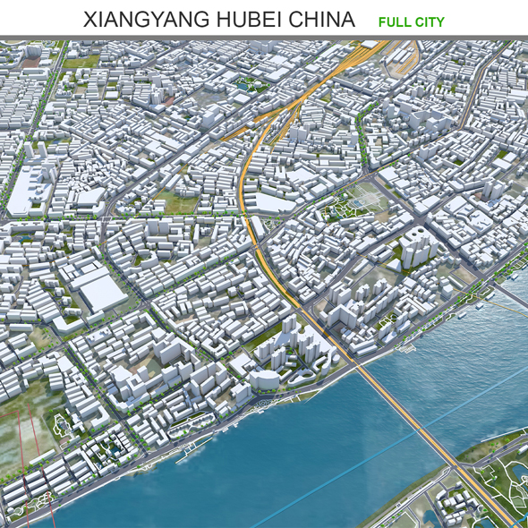 Xiangyang city Hubei China 3d model 150km