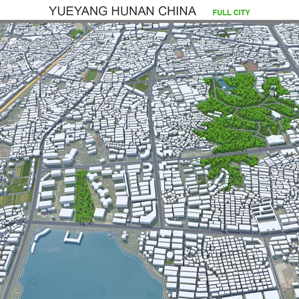 Yueyang city Hunan China 3d model 20km