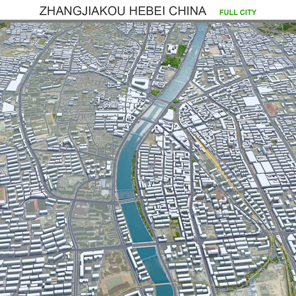 Zhangjiakou city Hebei China 3d model 50km
