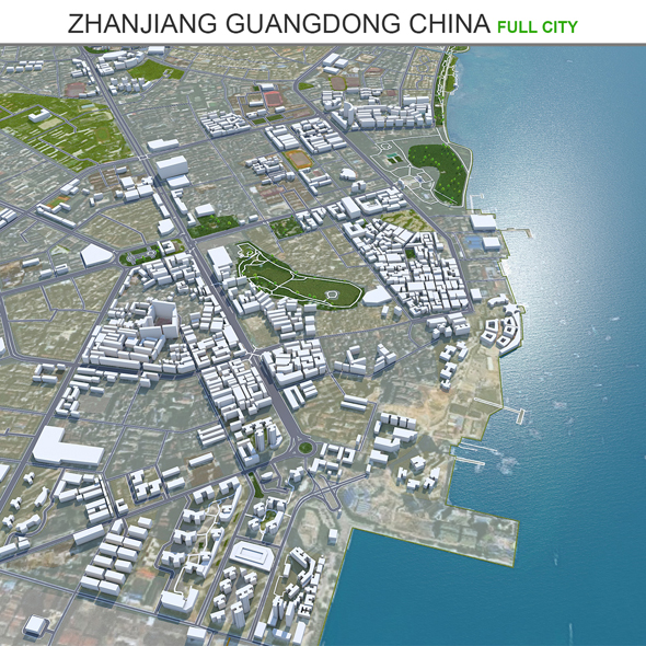 Zhanjiang city Guangdong Province China 3d model 60km