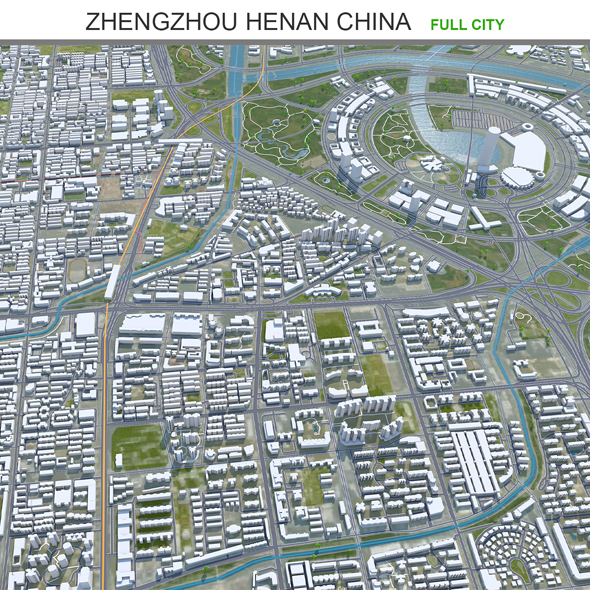 Zhengzhou city Henan China 3d model 150km