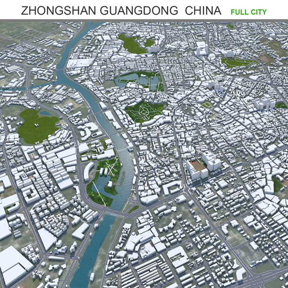 Zhongshan city Guangdong Province China 3d model 80km