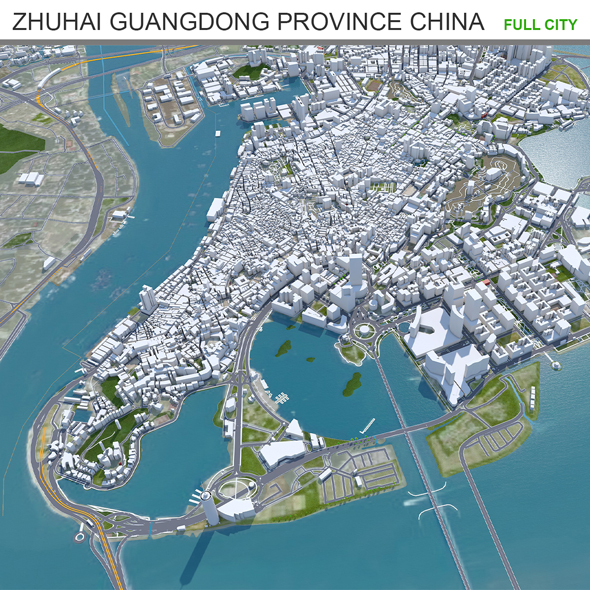 Zhuhai city Guangdong Province China 3d model 70km