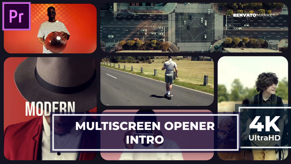 Multiscreen Opener Intro | Split Collage Slideshow | MOGRT