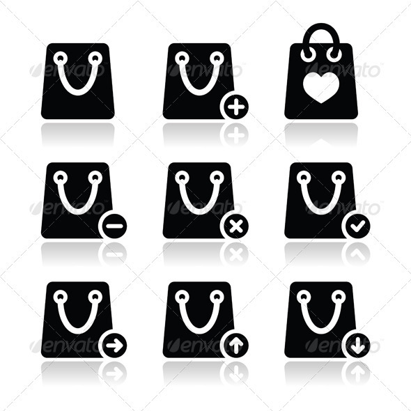 Shopping Bag Vector Icon Set - Retail Commercial / Shopping