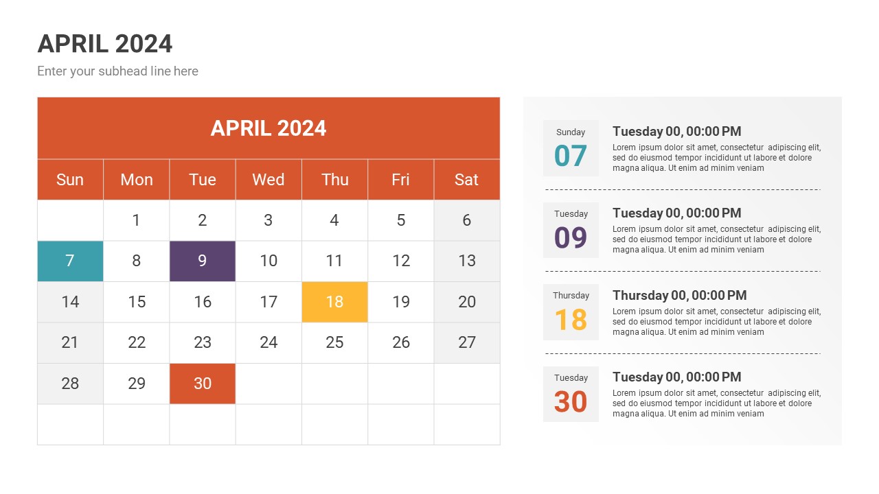 Calendar 2024 PowerPoint Template, Presentation Templates GraphicRiver