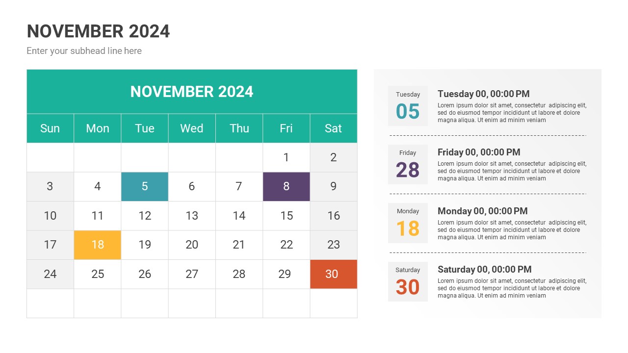 Calendar 2024 PowerPoint Template, Presentation Templates GraphicRiver