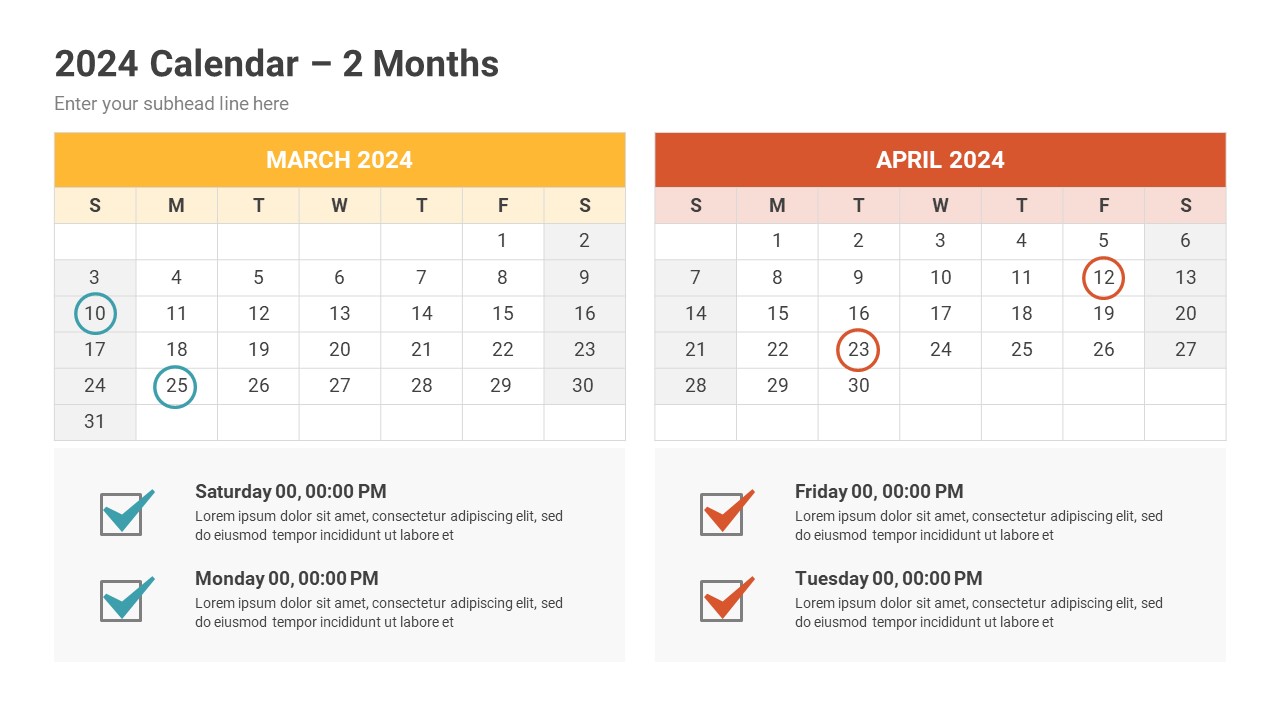 Calendar 2024 PowerPoint Template, Presentation Templates GraphicRiver