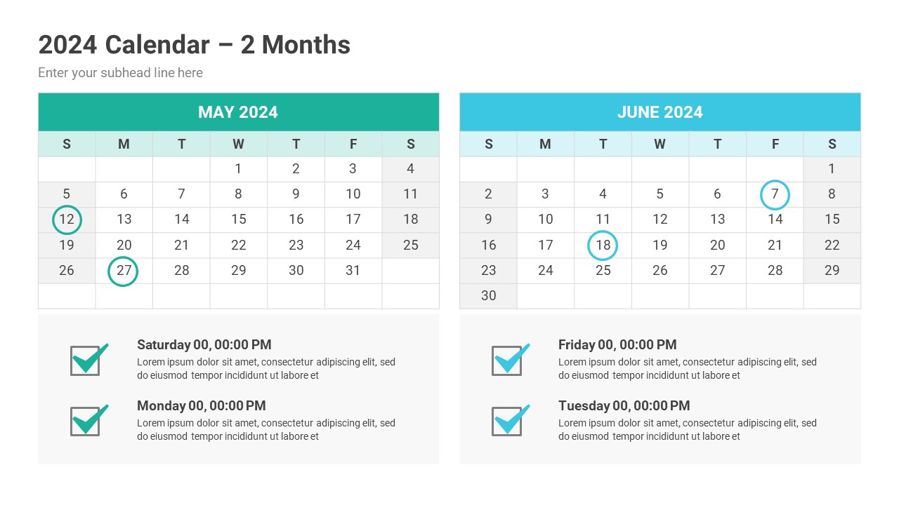 Calendar 2024 PowerPoint Template, Presentation Templates GraphicRiver