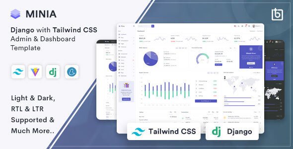 [DOWNLOAD]Minia - Tailwind CSS + Django Admin & Dashboard Template