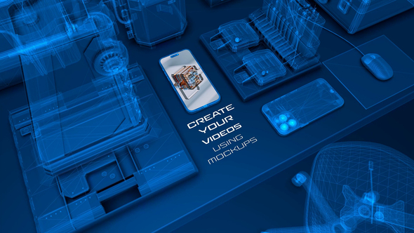 High Tech Wireframe Mockups Premiere Pro template preview