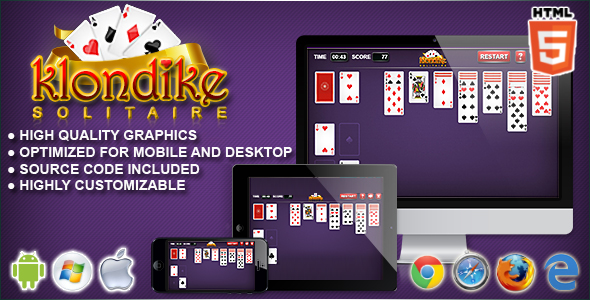 Classic Klondike Solitaire Card Game - Construct3, HTML5