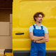 Portrait of delivery guy employee standing at cargo shipping truck - PhotoDune Item for Sale