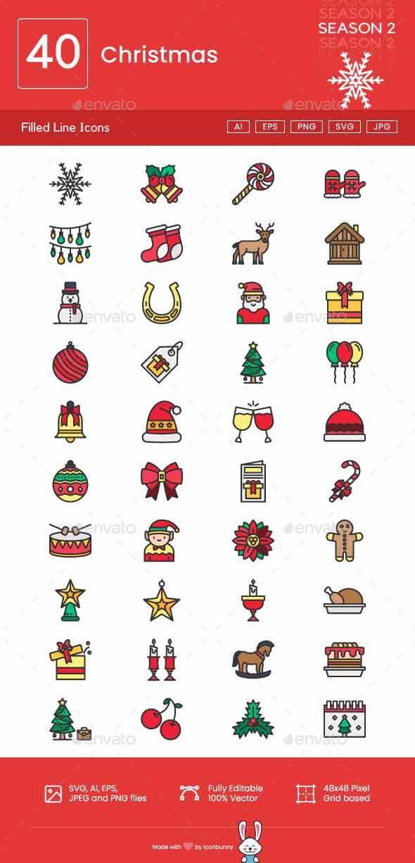 Christmas Filled Line Icons