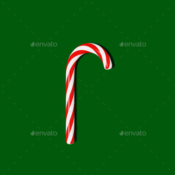 Christmas candy cane 3D render green background Saint Nicholas Day lollipop caramel stick ornaments