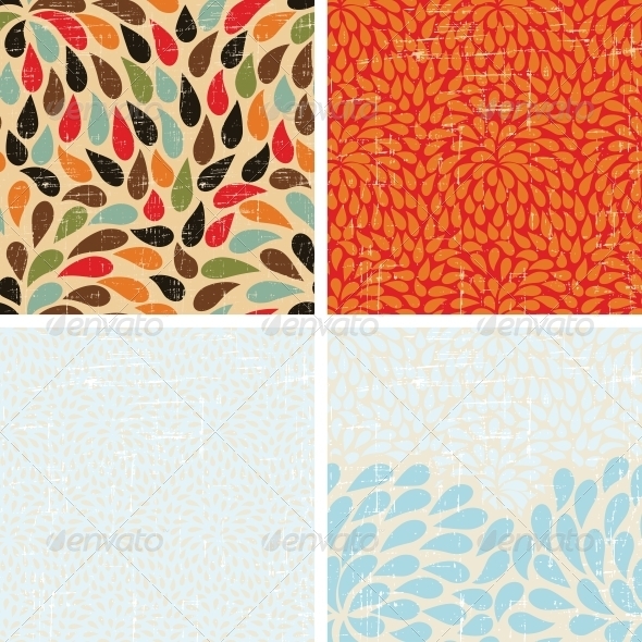 Seamless Abstract Retro Drops Patterns - Patterns Decorative