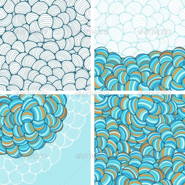 Seamless Abstract Wave Hand-Drawn Patterns - Patterns Decorative