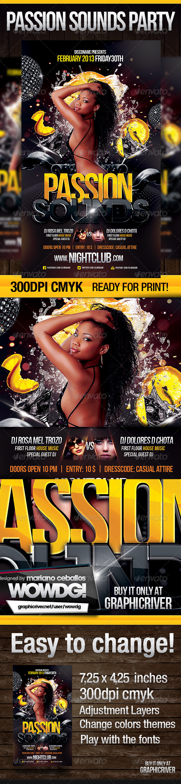 Passion Sounds Party Flyer - Clubs & Parties Events
