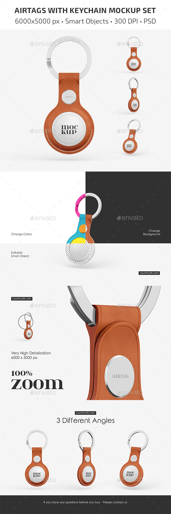AirTags with Keychain Mockup Set
