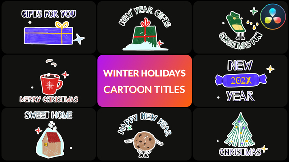 Winter Holidays Cartoon Titles | DaVinci Resolve