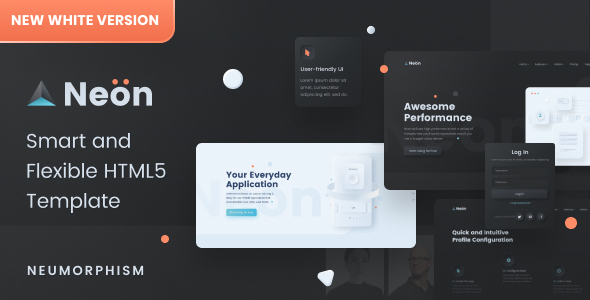 Neon - Neumorphic Mobile App Website Template