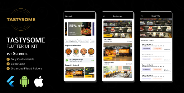 TastySome UI Kit | Flutter Template | Restaurants, Spa, saloon, cafe etc Offers and Discounts App