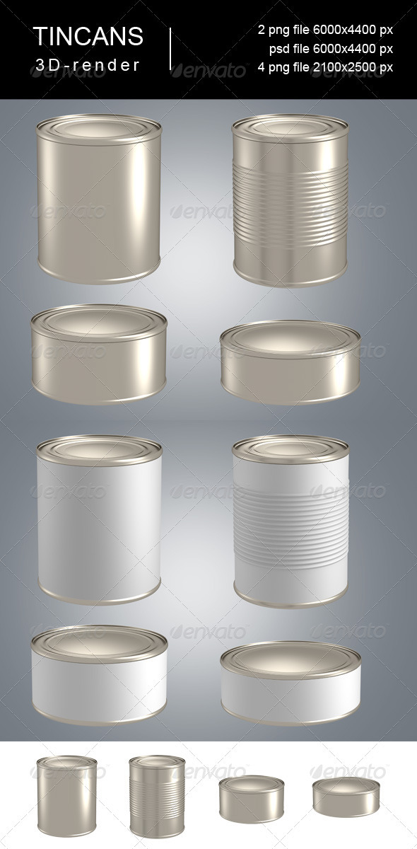3D-Render of 5 Tincans - Objects 3D Renders