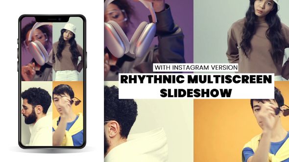 Dynamic Rhythmic Opener & Multiscreen slideshow & Instagram Tik-tok Portrait Version