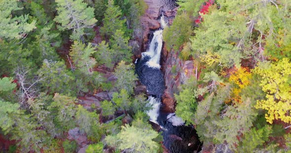 Aerial Video Of The Fall Colors Of Laurentian Mountains Forest In Autumn Season.