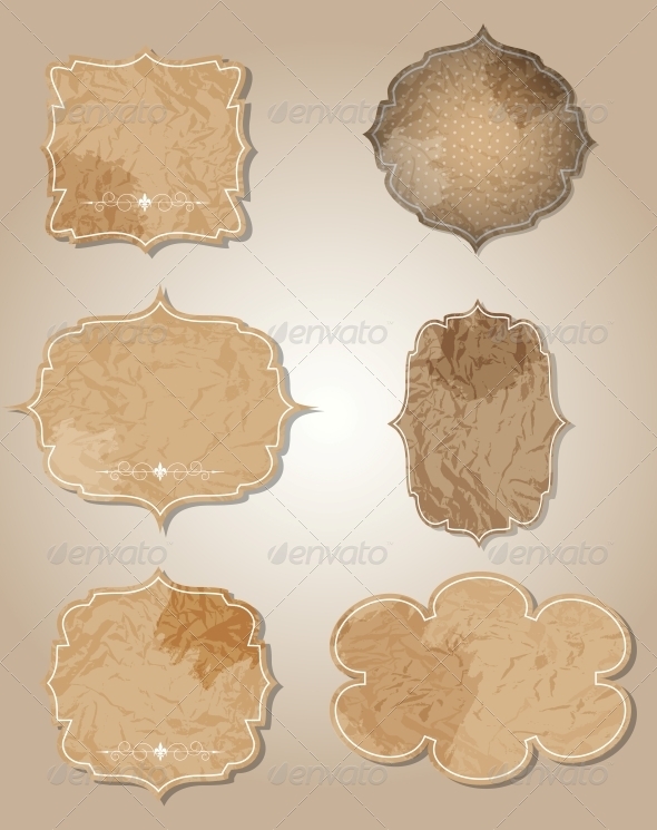 Aged Paper Labels Vector Illustration - Decorative Symbols Decorative