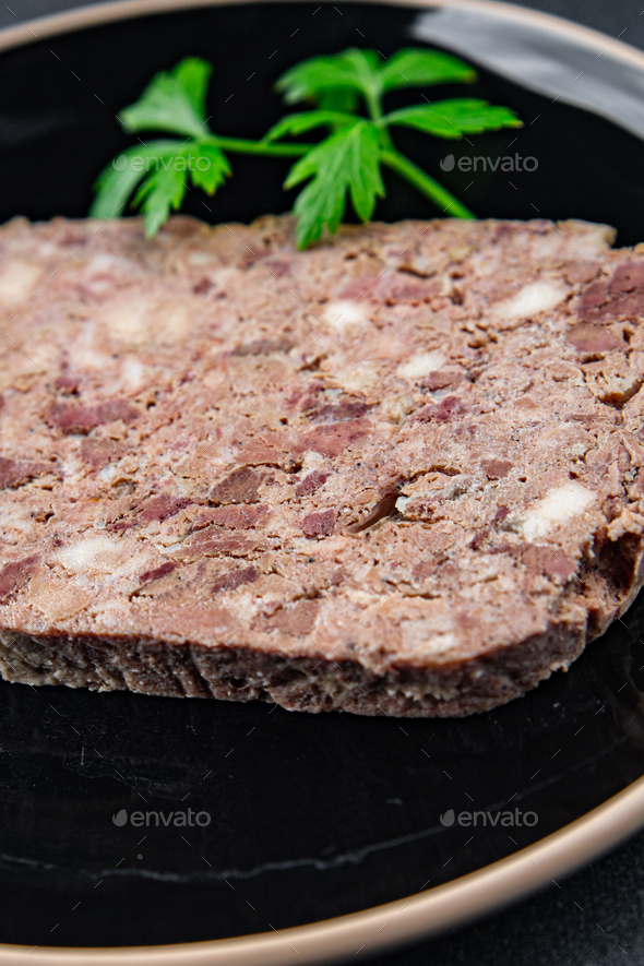 pate meat terrine champagne traditional pork beef meat fresh tasty